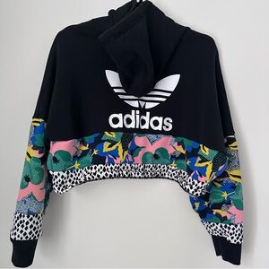 Adidas originals x her studio cropped floral hoodie small